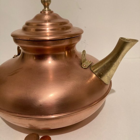 Vintage Metal Copper and Brass Teapot, Kettle - Picture 4 of 7
